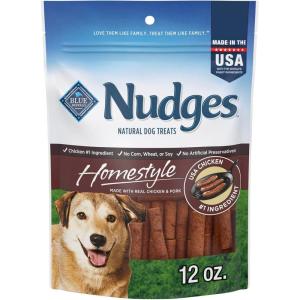Blue Buffalo Nudges Homestyle Natural Dog Treats Made with Real Chicken, Made in the USA, Chicken, 10-oz Bag(Chicken and Pork)