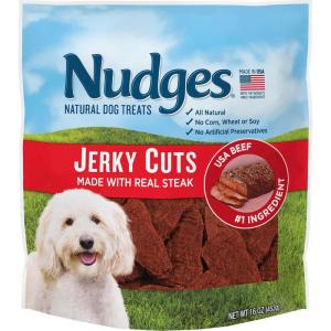 Blue Buffalo Nudges Jerky Bites Dog Treats, Made in the USA with Natural Ingredients, Bite-Sized Pieces, Chicken, 16-oz Bag(Beef)