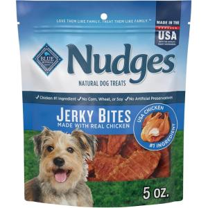 Blue Buffalo Nudges Jerky Bites Dog Treats, Made in the USA with Natural Ingredients, Bite-Sized Pieces, Chicken, 5-oz Bag(Chicken)