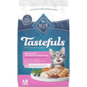 Blue Buffalo Tastefuls Adult Dry Cat Food Sensitive Stomach Formula, Made in the USA with Natural Ingredients, Chicken Recipe, 7-lb Bag(15 Pound (Pack of 1))