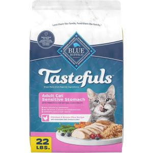 Blue Buffalo Tastefuls Adult Dry Cat Food Sensitive Stomach Formula, Made in the USA with Natural Ingredients, Chicken Recipe, 7-lb Bag(22 Pound (Pack of 1))