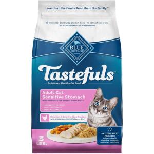 Blue Buffalo Tastefuls Adult Dry Cat Food Sensitive Stomach Formula, Made in the USA with Natural Ingredients, Chicken Recipe, 7-lb Bag(3 Pound (Pack of 1))