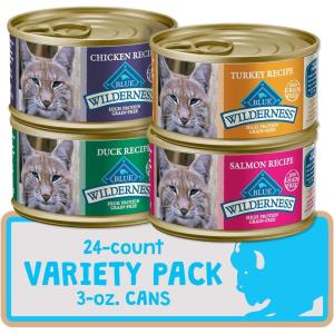 Blue Buffalo Tastefuls Flaked Wet Cat Food Variety Pack, Made with Natural Ingredients, Tuna, Chicken, Fish & Shrimp, 3-oz Cans (12 Count, 4 of Each)(Variety Pack: Chicken  Salmon  Duck  & Turkey)