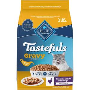 Blue Buffalo Tastefuls Irresistible Gravy Experience Adult Cat 7+ Dry Food, Chicken & Brown Rice Recipe, 7-lb. Bag(Chicken)