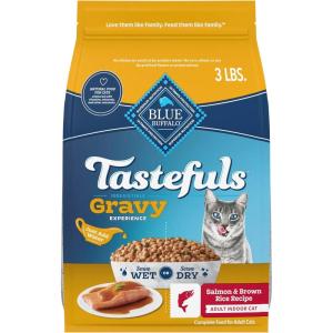 Blue Buffalo Tastefuls Irresistible Gravy Experience Adult Indoor Cat Dry Food, Chicken & Brown Rice Recipe, 15-lb. Bag(Salmon)