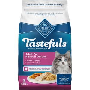 Blue Buffalo Tastefuls Natural Dry Food for Adult Cats, Hairball Control, Chicken & Brown Rice Recipe, 15-lb. Bag(Chicken & Brown Rice)