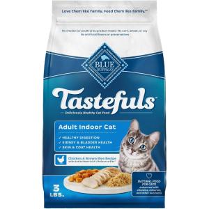 Blue Buffalo Tastefuls Natural Dry Food for Adult Indoor Cats, Chicken & Brown Rice Recipe, 15-lb Bag(Chicken & Brown Rice)