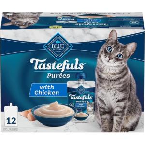 Blue Buffalo Tastefuls Purées Variety Pack, Natural Cat Food Complement, Resealable Twist Cap Pouches, Chicken and Tuna, 3-oz (12 Count, 6 of Each Flavor)(Chicken)
