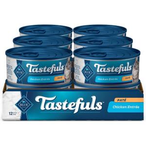 Blue Buffalo Tastefuls Wet Cat Food Paté Variety Pack Chicken Turkey & Chicken Ocean Fish & Tuna, 5.5 oz. Cans (12 Count)(Chicken)