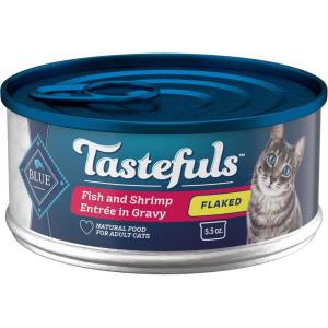Blue Buffalo Tastefuls Wet Cat Food Paté Variety Pack Chicken Turkey & Chicken Ocean Fish & Tuna, 5.5 oz. Cans (12 Count)(Fish & Shrimp)