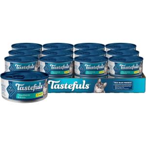 Blue Buffalo Tastefuls Wet Cat Food Paté Variety Pack Chicken Turkey & Chicken Ocean Fish & Tuna, 5.5 oz. Cans (12 Count)(Tuna)
