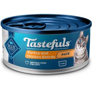 Blue Buffalo Tastefuls Wet Cat Food Paté Variety Pack, Made with Natural Ingredients, Chicken, Turkey & Chicken, Ocean Fish & Tuna Entrées, 5.5-oz Cans (24 Count, 8 of Each)(Turkey & Chicken)