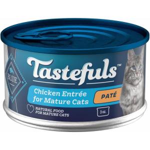 Blue Buffalo Tastefuls Wet Cat Food Paté for Mature Cats, Made with Natural Ingredients | Chicken Entrée, 3-oz. Can (24 Count)