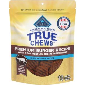 Blue Buffalo True Chews Dog Treats, Made in the USA with Natural Ingredients, Chicken Bacon Recipe, 12-oz Bag(Beef Burger)