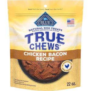 Blue Buffalo True Chews Dog Treats, Made in the USA with Natural Ingredients, Chicken Bacon Recipe, 12-oz Bag(Chicken Bacon)
