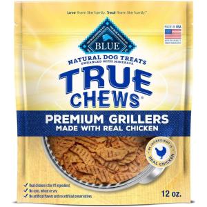 Blue Buffalo True Chews Premium Grillers Dog Treats, Made in the USA with Natural Ingredients, Chicken, 12-oz Bag(Chicken)