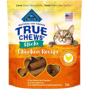 Blue Buffalo True Chews Sticks Natural Cat Treats, Chicken Recipe, Meaty & Savory Treats Made in The USA, 3-oz Bag(3 Ounce (Pack of 1))