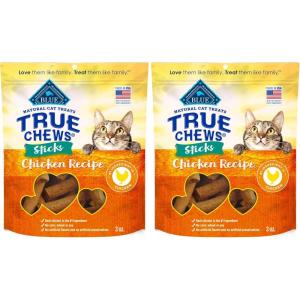 Blue Buffalo True Chews Sticks Natural Cat Treats, Chicken Recipe, Meaty & Savory Treats Made in The USA, 3-oz Bag(3 Ounce (Pack of 2))