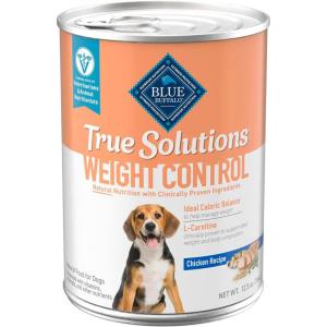 Blue Buffalo True Solutions Weight Control Wet Dog Food for Adult Dogs, Made with Natural Ingredients, Chicken, 12.5-oz. Cans (12 Count)(Chicken)
