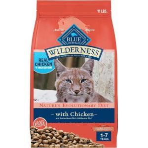 Blue Buffalo Wilderness Adult Indoor Dry Cat Food, Indoor Hairball Control and Weight Control Formula, High-Protein and Grain-Free Diet, Made with Natural Ingredients, Chicken, 11-lb. Bag(11 Pound (Pack of 1))