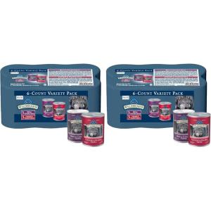 Blue Buffalo Wilderness High Protein Beef and Chicken & Salmon and Chicken Wet Dog Food Variety Pack for Adult Dogs, Grain-Free, 12.5 oz Cans (6 Pack)(12.5 Ounce (Pack of 12))