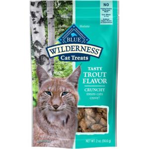 Blue Buffalo Wilderness High Protein Crunchy Cat Treats, Made with Natural Ingredients, Tasty Trout, 2-oz Bag (Pack of 12)(Trout)