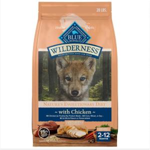 Blue Buffalo Wilderness High-Protein Dry Dog Food for Large Breed Puppies, Made in The USA with Natural Ingredients Plus Wholesome Grains, Chicken, 24-lb Bag.(28 Pound (Pack of 1))