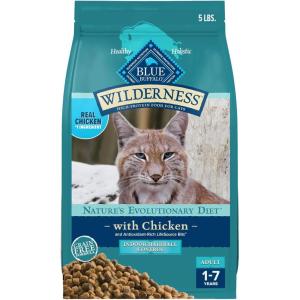 Blue Buffalo Wilderness High-Protein, Grain-Free Natural Dry Food for Adult Cats, Indoor Hairball Control, Chicken, 11-lb. Bag(Chicken)
