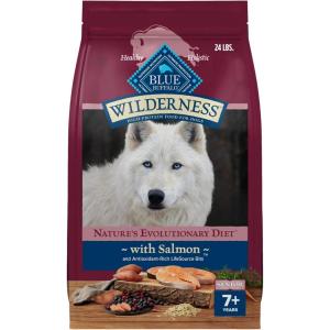 Blue Buffalo Wilderness High-Protein Natural Dry Food for Senior Dogs, Salmon Recipe, 24-lb. Bag(24 Pound (Pack of 1))