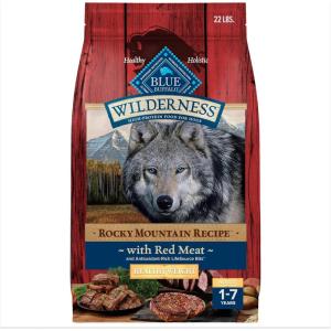Blue Buffalo Wilderness High-Protein Rocky Mountain Recipe Healthy Weight Dry Food for Adult Dogs, Red Meat, 28-lb. Bag(Red Meat with Grain)