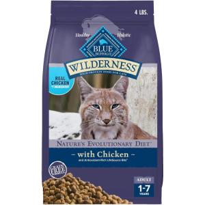 Blue Buffalo Wilderness Natural Adult Dry Cat Food, High-Protein and Grain-Free Diet, Supports Healthy Muscle Development and a Healthy Immune System, Chicken, 12-lb. Bag(4 Pound (Pack of 1))