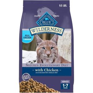 Blue Buffalo Wilderness Natural Adult Dry Cat Food, High-Protein and Grain-Free Diet, Supports Healthy Muscle Development and a Healthy Immune System, Chicken, 12-lb. Bag(9.5 Pound (Pack of 1))