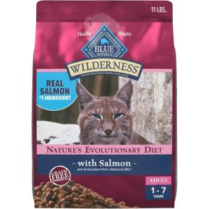 Blue Buffalo Wilderness Natural High Protein, Grain Free Dry Food for Adult Cats, Salmon, 11-lb Bag