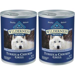 Blue Buffalo Wilderness Natural High Protein Wet Food for Senior Dogs, Turkey & Chicken, 12.5-oz Cans, 12-Count(Turkey & Chicken)
