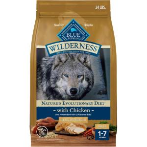 Blue Buffalo Wilderness Natural High-Protein Healthy Weight Dry Food for Adult Dogs, Chicken Recipe, 28-lb. Bag(Chicken plus Wholesome Grains)