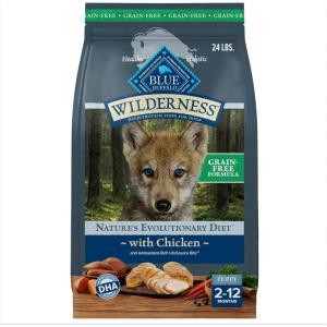 Blue Buffalo Wilderness Rocky Mountain Recipe High-Protein Dry Puppy Food with DHA, Made in the USA with Natural Ingredients Plus Wholesome Grains, Red Meat, 4.5-lb. Bag(Granule)