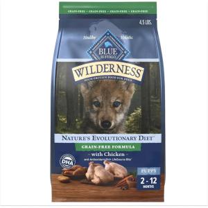 Blue Buffalo Wilderness Rocky Mountain Recipe High-Protein Dry Puppy Food with DHA, Made in the USA with Natural Ingredients Plus Wholesome Grains, Red Meat, 4.5-lb. Bag(Chicken  Grain Free)