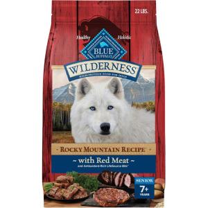 Blue Buffalo Wilderness Rocky Mountain Recipe High-Protein Senior Dry Dog Food, Made in The USA with Natural Ingredients Plus Wholesome Grains, Red Meat, 22-lb. Bag(Red Meat with Grain)