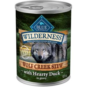 Blue Buffalo Wilderness Wolf Creek Stew Wet Dog Food, High-Protein & Grain-Free, Made with Natural Ingredients, Hearty Beef in Gravy, 12.5-oz. Cans (12 Count)(Duck Stew)