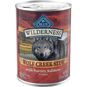 Blue Buffalo Wilderness Wolf Creek Stew Wet Dog Food, High-Protein & Grain-Free, Made with Natural Ingredients, Hearty Beef in Gravy, 12.5-oz. Cans (12 Count)(Salmon Stew)