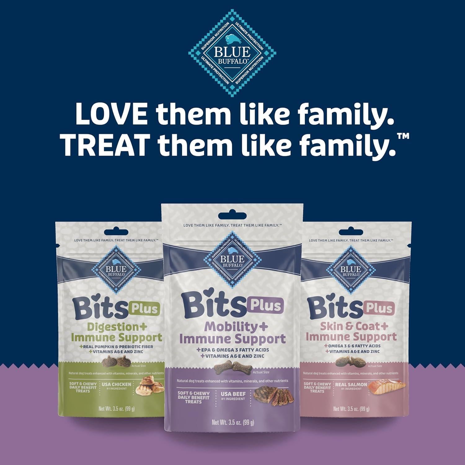 imageBlue Buffalo Blue Bits Plus Mobility and Immune Support Daily Benefit Dog Treats Soft amp Chewy Beef Morsels 35oz BagBeef