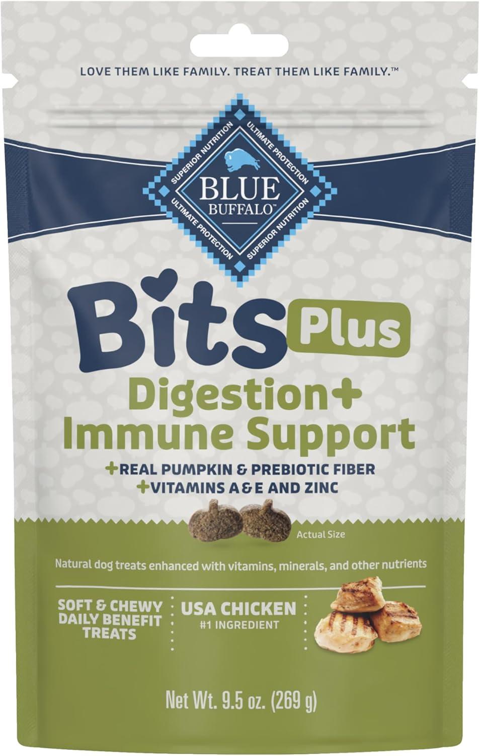 imageBlue Buffalo Blue Bits Plus Mobility and Immune Support Daily Benefit Dog Treats Soft amp Chewy Beef Morsels 35oz BagChicken and Pumpkin