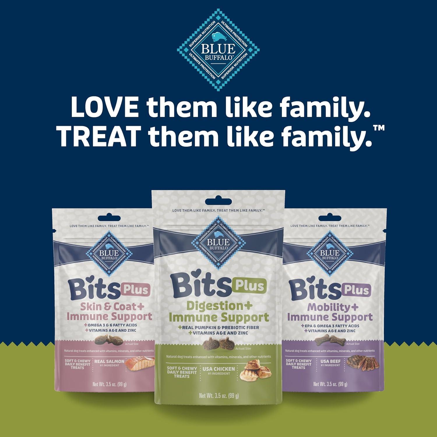 imageBlue Buffalo Blue Bits Plus Mobility and Immune Support Daily Benefit Dog Treats Soft amp Chewy Beef Morsels 35oz BagChicken and Pumpkin