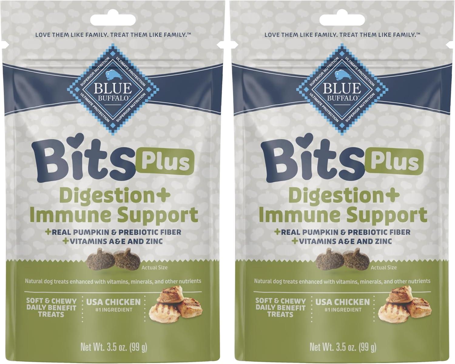 imageBlue Buffalo Blue Bits Plus Mobility and Immune Support Daily Benefit Dog Treats Soft amp Chewy Beef Morsels 35oz BagChicken and Pumpkin