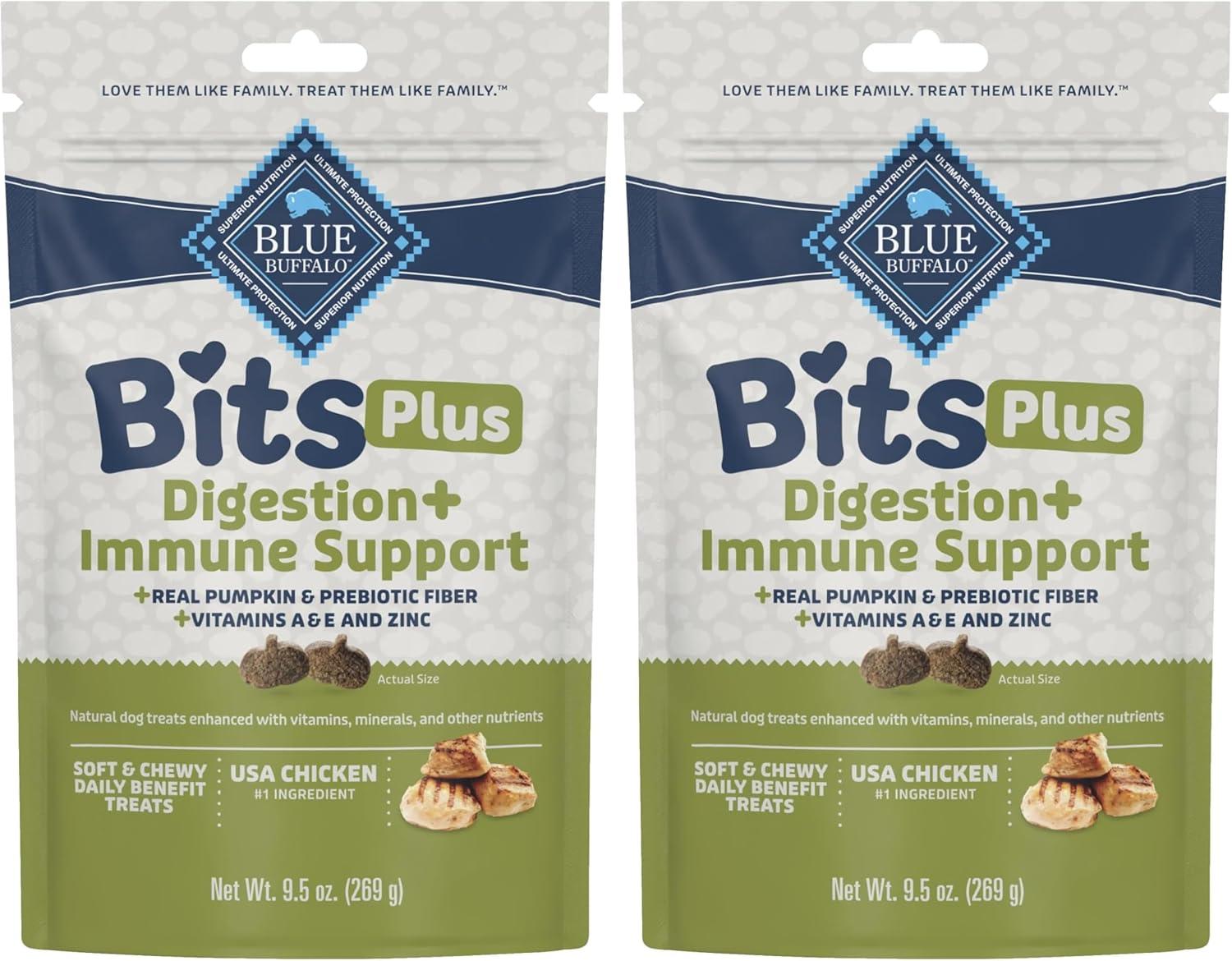 imageBlue Buffalo Blue Bits Plus Mobility and Immune Support Daily Benefit Dog Treats Soft amp Chewy Beef Morsels 35oz BagChicken and Pumpkin