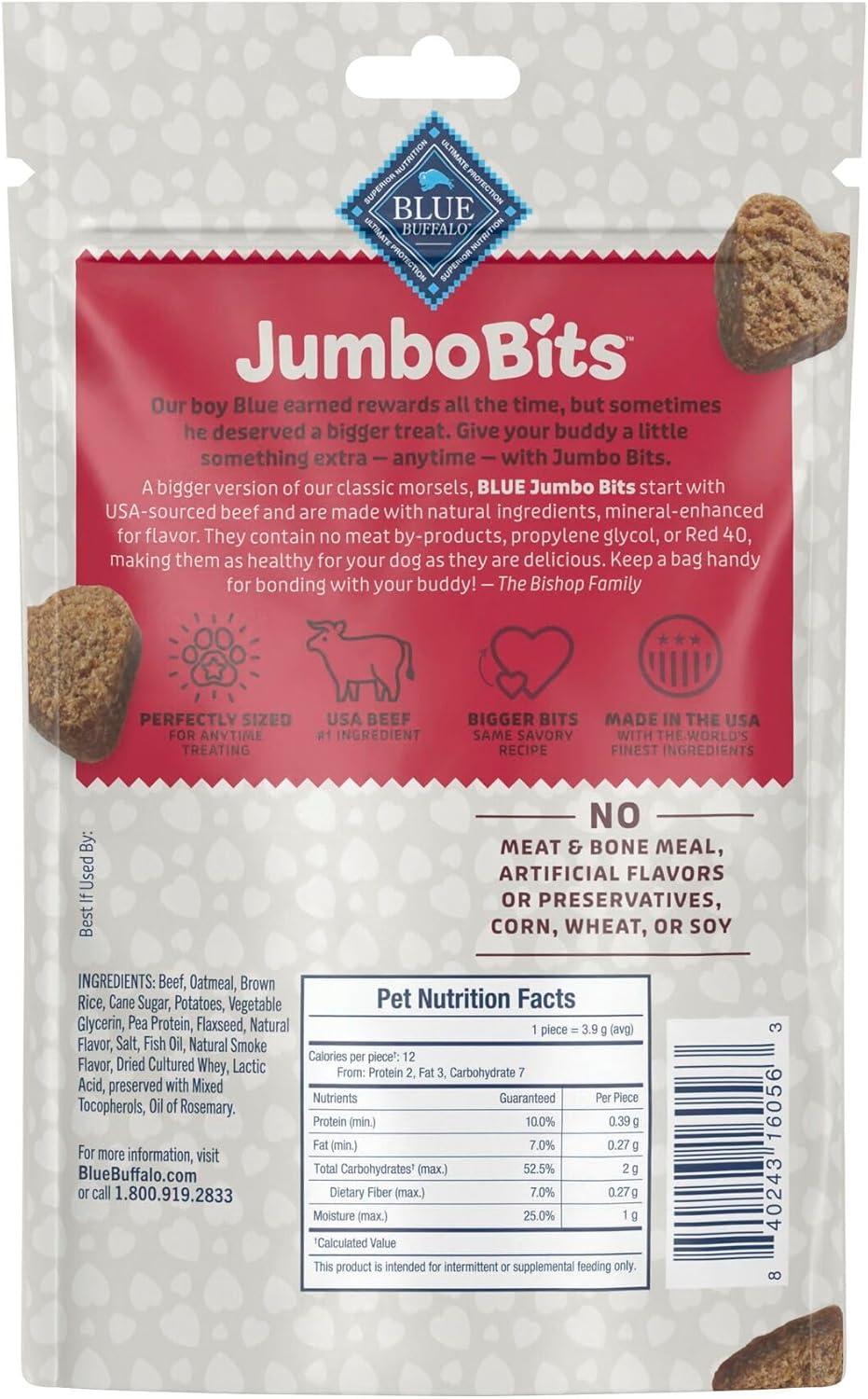 imageBlue Buffalo Jumbo Bits Soft amp Chewy Anytime Treats Chicken Recipe Natural Dog Treats Mineral Enhanced for Flavor 4 oz BagBeef