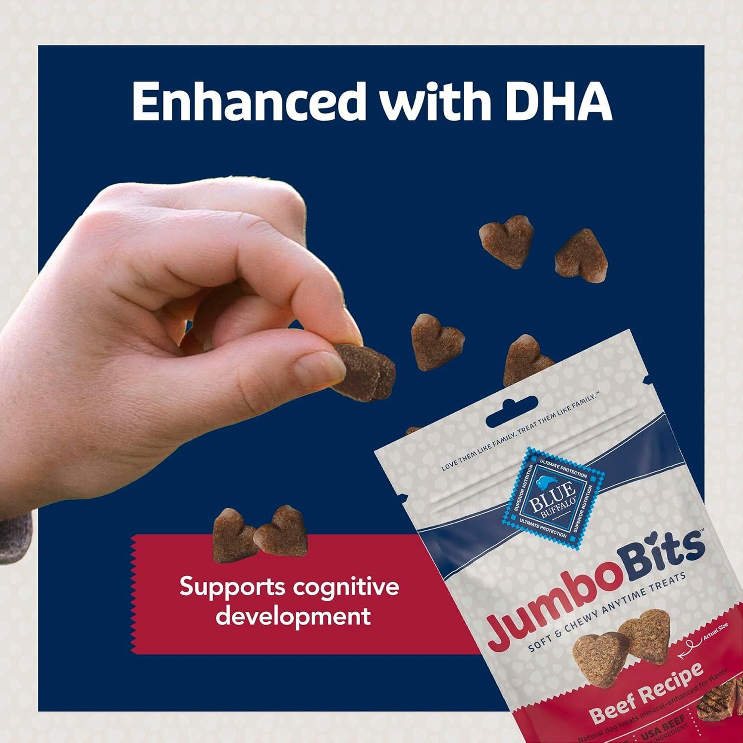 imageBlue Buffalo Jumbo Bits Soft amp Chewy Anytime Treats Chicken Recipe Natural Dog Treats Mineral Enhanced for Flavor 4 oz BagBeef