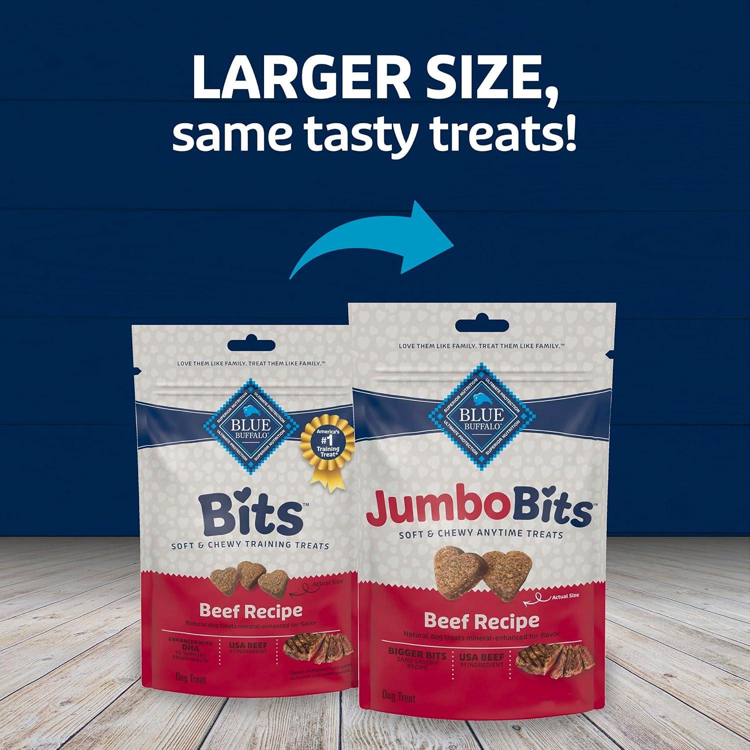 imageBlue Buffalo Jumbo Bits Soft amp Chewy Anytime Treats Chicken Recipe Natural Dog Treats Mineral Enhanced for Flavor 4 oz BagBeef