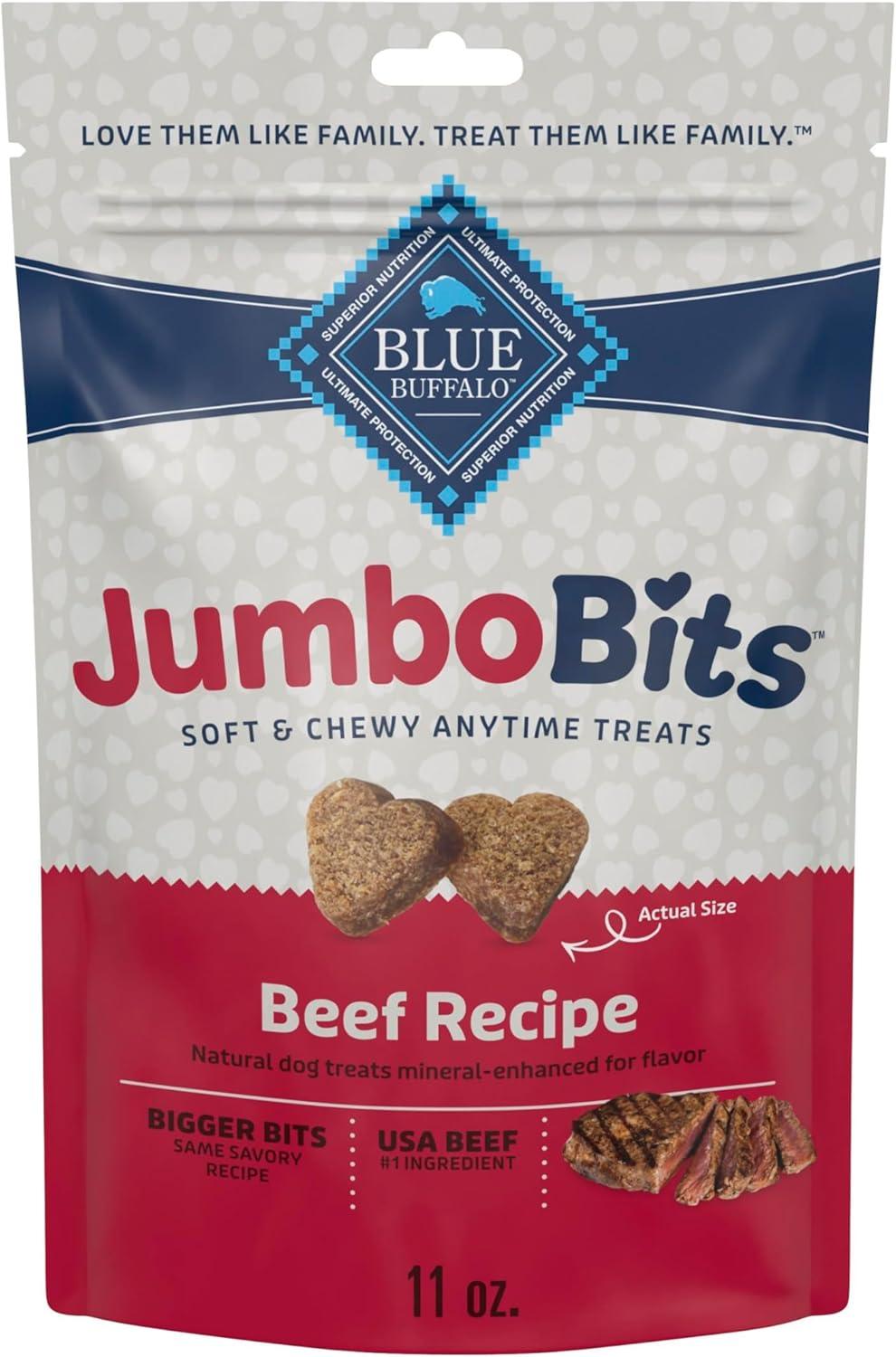imageBlue Buffalo Jumbo Bits Soft amp Chewy Anytime Treats Chicken Recipe Natural Dog Treats Mineral Enhanced for Flavor 4 oz BagBeef