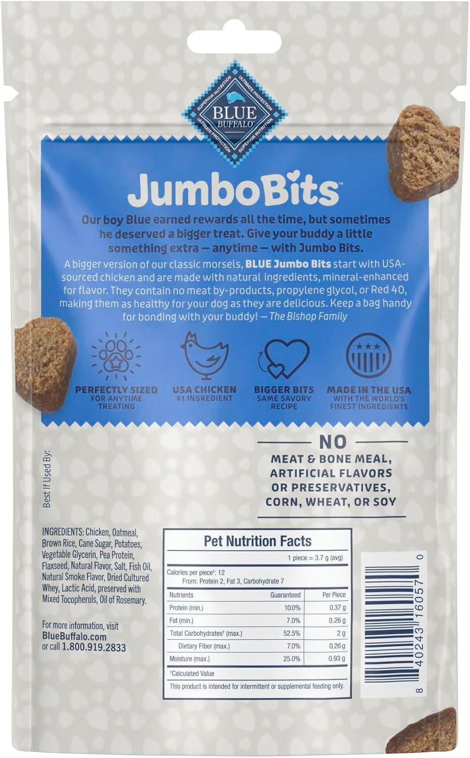 imageBlue Buffalo Jumbo Bits Soft amp Chewy Anytime Treats Chicken Recipe Natural Dog Treats Mineral Enhanced for Flavor 4 oz BagChicken